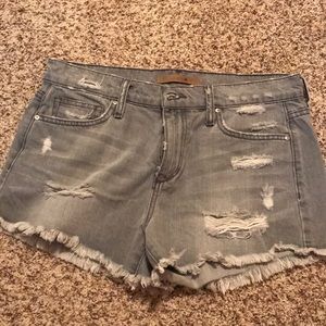 Distressed jean shorts